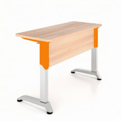 Парта двухместная Де Гласси Н (рост 5-7)  ЛДСП Дуб Сантана/ Металл Серый+Оранжевый
