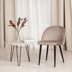 Стул MELODY (mod. 4997) металл/вельвет, 52х49х78см, серо-бежевый/черные ножки