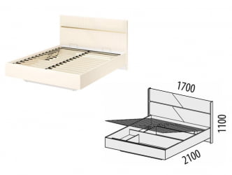 Кровать с подъемным механизмом Монако 903.21 Белый шпон/Даллас Айвори