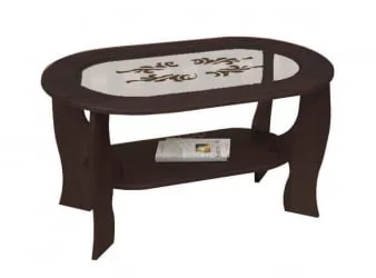 Стол журнальный со вставкой из стекла овальный Венге