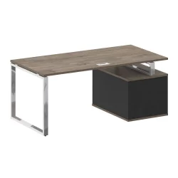 Стол руководителя с опорной тумбой , левый SHIFT SK.SRT-180 (L) Тиквуд Темный/Антрацит