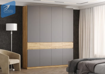 Шкаф 4створчатый Бостон ШК-004 Дуб крафт золотой/Шифер серый