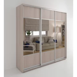 Шкаф-купе с зеркальными дверьми Акцент-Дуэт Д 1800х600 Ясень шимо светлый