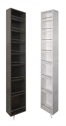 Шкаф в прихожую в черном глянцевом стекле Лупо Шелф (левый) Беленый дуб