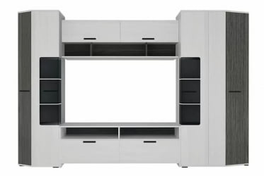 Шкаф-стенка в гостиную Элена Лайт 1 Ясень Черный Бодега Белый