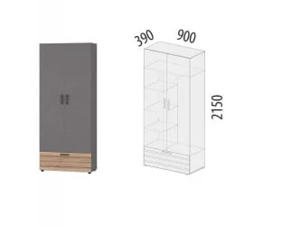 Шкаф для одежды с полками и штангой Денвер 401.02