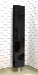 Шкаф в прихожую в черном глянцевом стекле Зум Шелф Молочный дуб