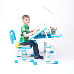 Комплект парта и стул с чехлом RIFFORMA Comfort-07 Белый Голубой