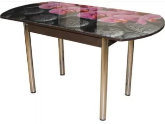 Стол обеденный Стекло европейский раздвижной ХРОМ евро раздвижная ЧС 70 ЛДСП Венге