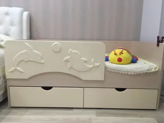 Детская кровать Алиса КР 813 Ваниль глянец-Дуб Белфорд