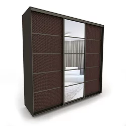 Шкаф-купе трехстворчатый с зеркалом Акцент-Квадро КВ 1500х600 Венге/Бронза
