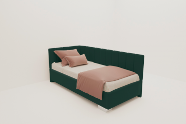 Подростковая кровать ТЕРРА БЕЗ ОСНОВАНИЯ (BERHOUSE) Материал фасада: Металл/Велюр; Спальное место: 800х1900; Цвет: Зеленый
