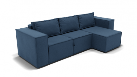 Диван Хилтон-3 угол левый/правый (ЗР) Цвет фасада: Синий; Тип: Левый/правый; Материал фасада: Металл/Велюр
