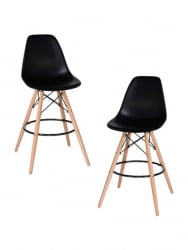 Стул барный ДОБРИН ДСВ БАР (ножки светлый бук, цвет сиденья черный (Б-03)) 2 шт / DOBRIN DSW BAR (B-03))