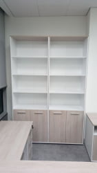 Шкаф 5 широкий верх открытый, низ закрытый Дека 10.23.111 Дуб Сантана светлый/Белый / Deka