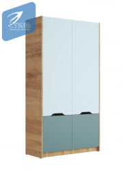 Зеленый шкаф RICH ШК-002 Мята/Сумеречный голубой/дуб крафт золотой