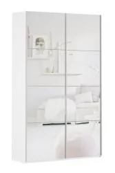 Белый шкаф-купе с зеркалом Прайм 1200 Зеркало/Зеркало Белый снег