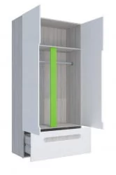 Детский шкаф для одежды Палермо Юниор 07 Белый глянец Ясень шимо светлый Зеленый