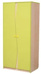 Шкаф 2-х дверный комбинированный Юниор-11.3 Дуб молочный/Ярко-розовый