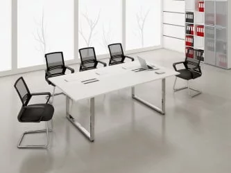 Стол системы БЭНЧ, переговорный, конечный GLOSS LINE НСПК-П.927 Белый Премиум