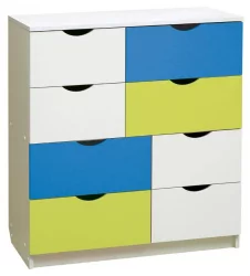 Комод с 8-ю ящиками Радуга Белый/Оранжевый/Лайм