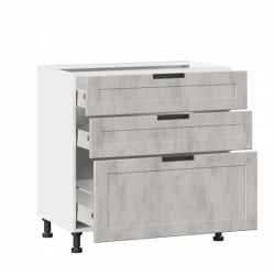 Тумба кухонная 800 с 3 ящиками ЛЮКС (4) Джамис ЛД 296.930.000.040 Белый Белый камень