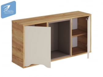 Полка навесная RICH ПН-001 Миндаль/Глиняный серый/дуб крафт золотой