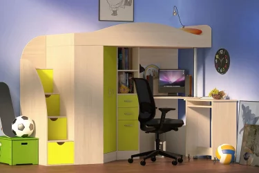 Кровать Юниор 4 (Дуб/Лайм)