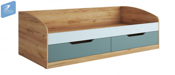 Кровать-тахта RICH КР-002 Миндаль/Глиняный серый/дуб крафт золотой