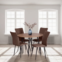 Стул обеденный La Rousse (2 шт. в упаковке) NEW, ткань рогожка, коричневый/черный, 3М7-147, 45х55х93 см