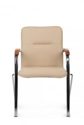 Стул Самба с деревянными подлокотниками СМБ-02Х Хром гальв. Бежевый / SMB-02H