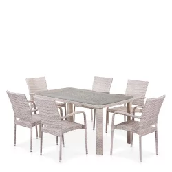 Комплект плетеной мебели T51A/Y376-W85-150x85 6Pcs Latte