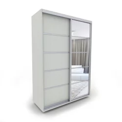 Шкаф-купе серый Акцент-Квадро Д 1400х600 Выбеленное дерево