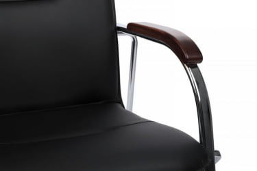 Стул Самба с деревянными подлокотниками СМБ-02Х Хром гальв. Черный / SMB-02H