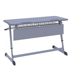 Парта двухместная НОМАД В с ручной регулировкой высоты (рост 4-6) Голубой/Серый / NOMAD V