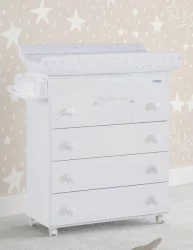 Комод в детскую Micuna Bonne Nuit пеленальный B-970 white матрасик stars grey