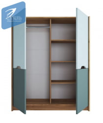 Зеленый шкаф RICH ШК-004 Мята/Сумеречный голубой/дуб крафт золотой