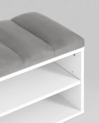 Обувница Хольст белая велюр Серый