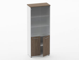 Шкаф 4 широкий верх стеклянные двери, низ закрытый Deka 10.19.171 Дуб Верцаска/Белый