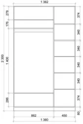 Шкаф-купе Хит-24-14-55 Аруба Венге