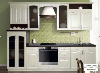 Кухня 2,8 м Кантри прямая Жемчуг Орех