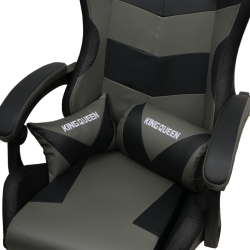 Кресло 908 KINGQUEEN цвет черный/темно серый с массажем и подсветкой 908-black-dgrey-mass