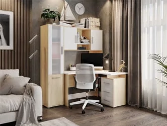 Угловой стол для школьника Лайт 2 Дуб сонома/Белый