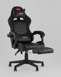 Кресло спортивное TopChairs Prophet с оттоманкой черный