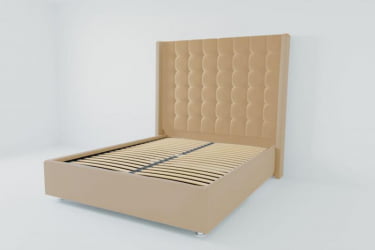 Мягкая интерьерная кровать "Венеция Люкс" с ортопедическими латами (металл) Материал фасада: Искусственная кожа; Спальное место: 1200х2000 мм; Цвет фасада: Бежевый; Цвет корпуса: Бежевый 