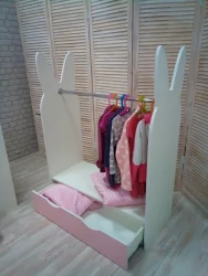 Стеллаж для детской Зайка Белый-Розовый