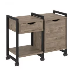 Тумба на колесных опорах наборная. Вариант №3 LOFT VR.L-TN-3.K Металл черный Тиквуд темный