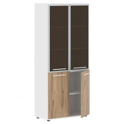 Шкаф комбинированный  с дверьми в металлической раме EDIS EHCS 85.7 Дуб Денвер светлый Белый Белый