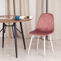 Дизайнерский стул BREEZE (mod. 4724) вельвет/металл, 44 х 53 х 87 см, Coral (коралловый) HLR44 / белый