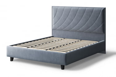 Кровать СОФИЯ 2000*1600мм (на опорах), велюр Бренди лайт 28 (серый), (б/основания, б/матраса)